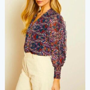 NWT Caballero Flora Top in Kaleidoscope Leaves Size Small